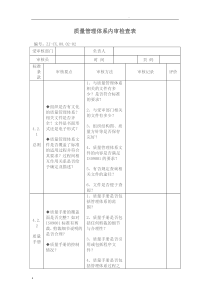 ISO质量管理体系内审检查表