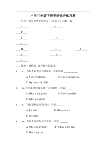 小学三年级下册英语综合练习题(附答案)