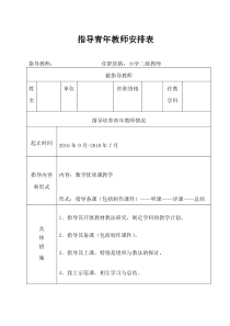 学校指导青年教师安排表