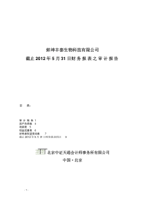 公司截止XXXX年5月31日财务报表之审计报告