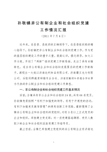 非公有制企业和社会组织党建工作情况汇报