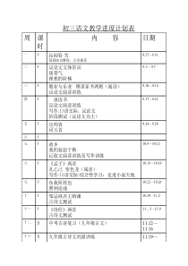 初三语文教学进度计划表