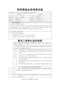 导师带徒总体培养目标与新员工培养计划安排表.doc