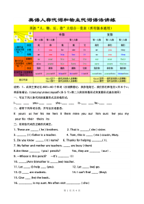 (完整)七年级上册英语人称代词和物主代词练习题