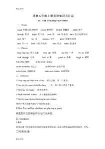 最新苏教版最新译林版六年级上册6A英语知识点总结