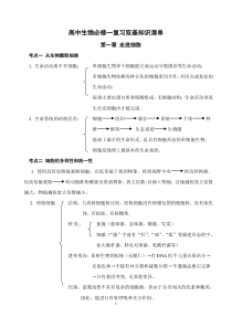 高中生物必修一基础知识清单【强烈推荐】