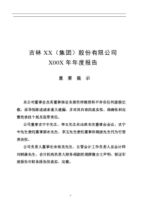 吉林XX集团股份有限公司X00X年年度报告(1)