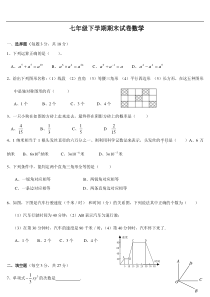 北师大版七年级数学下册期末考试试卷及答案