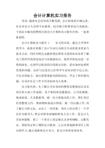 会计计算机实习报告