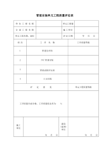 节水灌溉管道安装单元工程质量评定表