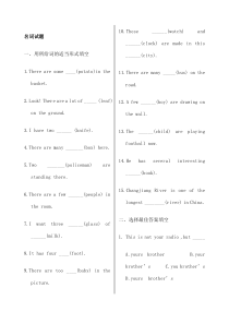 初中英语关于名词冠词代词试题含答案-