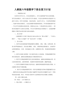 人教版六年级数学下册总复习计划