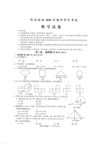 2020哈尔滨中考数学试卷