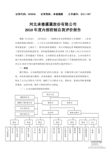 承德露露：XXXX年度内部控制自我评价报告 XXXX-03-31