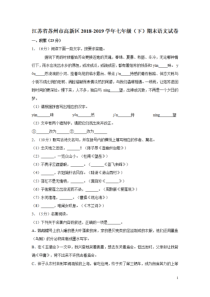 江苏省苏州市高新区2018-2019学年七年级下学期语文下册期末考试试卷及答案解析