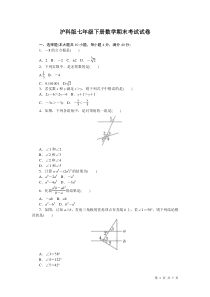 沪科版七年级下册数学期末试卷试题