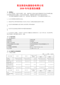 海信电器X年年度报告摘要