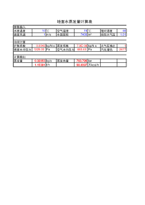 地面水蒸发量计算表