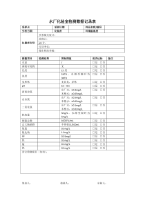 水厂化验室检测数据记录表