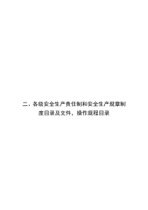 二、各级安全生产责任制和安全生产规章制度目录及文件-操作规程目录