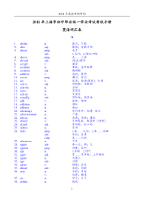 2011年上海初中英语考纲单词表-最新整理