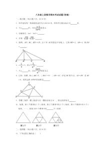 八年级上册数学期末考试试题(答案)