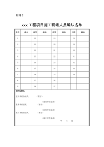 现场人员确认名单