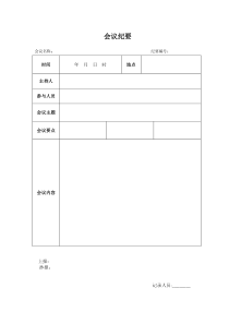 完整word版-会议纪要模板word模板(空白表)