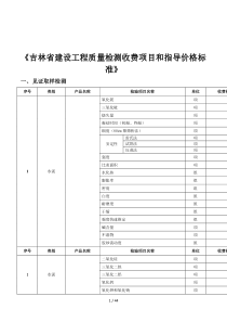 《吉林省建设工程质量检测收费项目和指导价格标准》