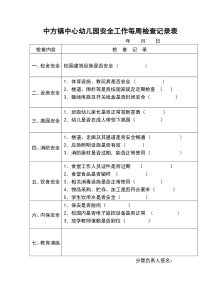 幼儿园每周安全检查记录表