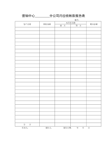 营销中心分公司月应收帐款报告表