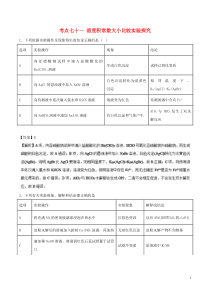 2019年高考化学考点71溶度积常数大小比较实验探究必刷题