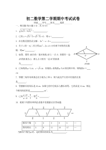 初二数学第二学期期中考试试卷