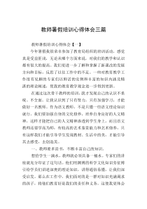 教师暑假培训心得体会三篇