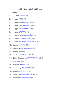 水果蔬菜动物类英语词汇大全-带音标