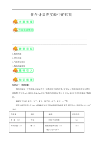 人教版高中化学必修一第2讲：-化学计量在实验中的应用-(学生版)