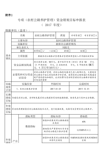 专项农村公路养护管理资金绩效目标申报表2017