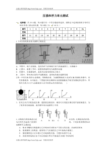 八年级物理压强和浮力单元测试题