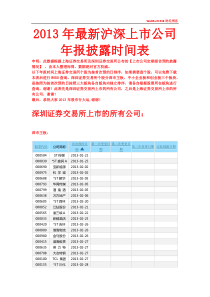 XXXX年最新沪深上市公司年报披露时间表