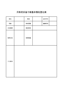 XX村后备干部基本情况登记表