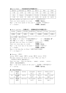 英语月份、日期、季节、基数词、序数词及频率词用法