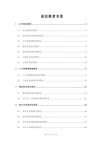 公司各部门岗位职责确定表(XXXX修订版)