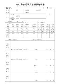 应届毕业生面试评价表