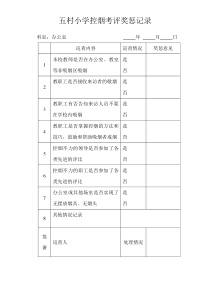 Y五村小学控烟考评奖惩记录