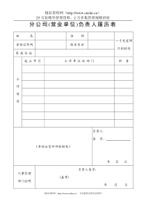 分公司（营业单位）负责人履历表