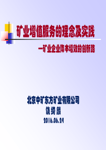 饶绮麟矿业增值服务的理念及实践——矿业企业降本增效的创新路