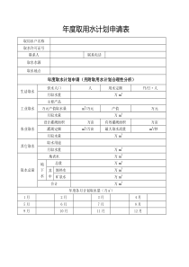 年度取用水计划申请表