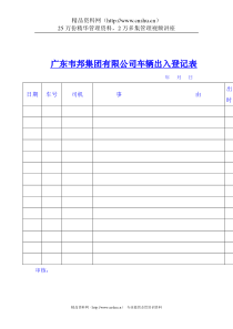 广东韦邦集团有限公司车辆外出登记表