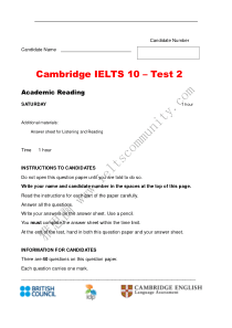 雅思10真题Reading10-TEST2