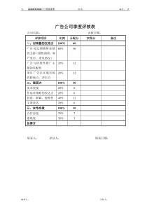 广告公司季度评核表